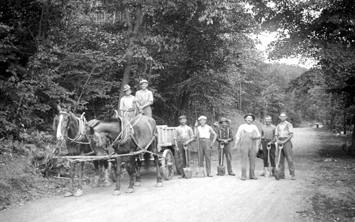 Antique photo of road work crew.